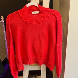 Zenana Outfitters Bold Red Cowl Neck Sweater